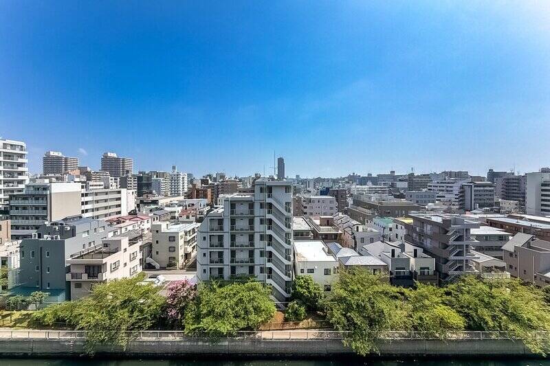 気持ちが晴れるような爽快な眺望！ 住戸位置は9階、さらに周辺には高い建物が無いため、抜けが気持ちのいい景色を手に入れられます。左手を向くと「東京スカイツリー」も望めますよ。