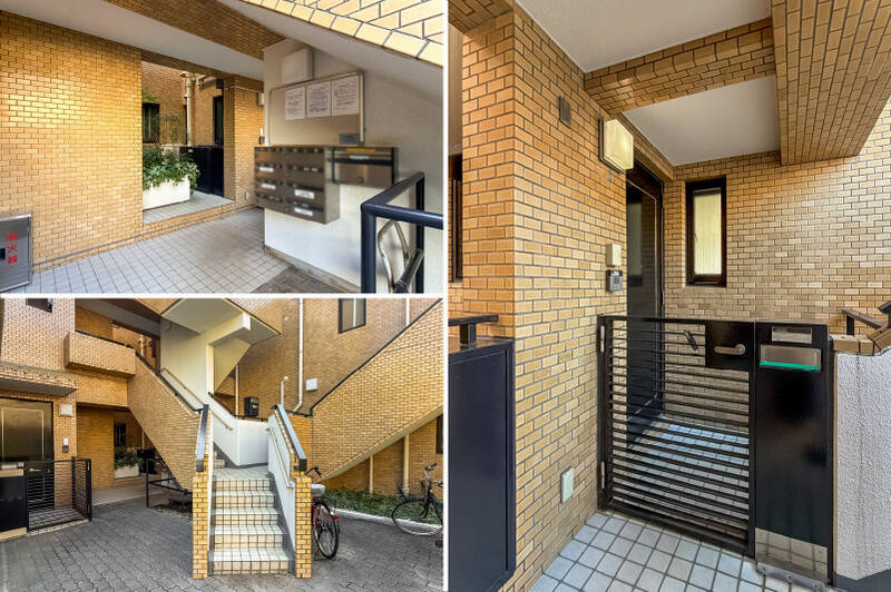 こちらのマンションにはエレベーターがなく、住戸へは階段でのアプローチとなります（左下）。動線は現地でよくご確認ください。