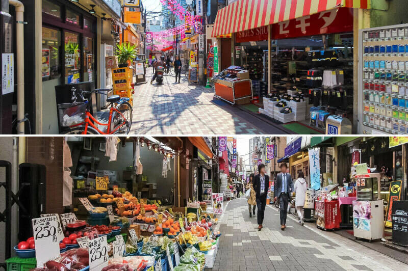 今回の舞台は “笹塚・幡ヶ谷エリア”。「十号通り商店街（写真上・徒歩5分）」や「幡ヶ谷六号通り商店街（写真下・徒歩7分）」が身近で、八百屋さんや飲食店など、日々の暮らしに寄り添うお店があちらこちらに。こういう商店街が日常にある暮らしって、なんだか憧れます。