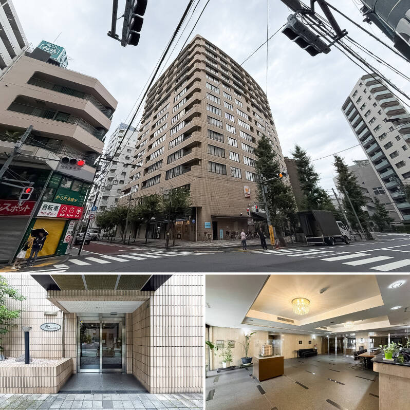 1990年竣工、総戸数106戸の大規模マンション。1階には日々のお買い物に便利な24時間営業のスーパー、そのほか事務所や塾などが入居しています。前回の大規模修繕工事は2021年に実施済み。共益費はやや高めに設定されていますが、2026年4月時点で修繕積立金は1.9億円確保されています。