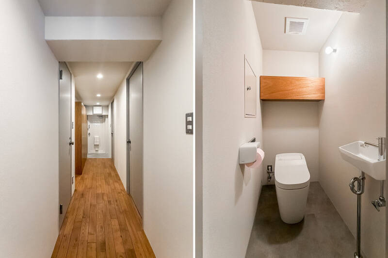 トイレは廊下からアクセスします。独立した手洗い器付きです。