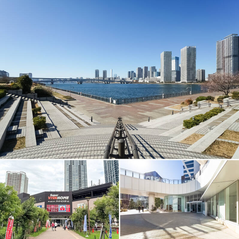 運河沿いの広いエリアに遊歩道が張り巡らされた「豊洲公園」(上・徒歩19分)や大型の商業施設が揃い、お出かけやお買い物に困ることのない “豊洲エリア” 。日用品が多く揃う「スーパービバホーム 豊洲店」(左下・徒歩14分)やショッピング、グルメ、映画館などを網羅する「アーバンドッグ ららぽーと豊洲」(右下・徒歩19分)は、生活の心強い味方になりそうですね!<p><br></p><p>■ 最寄り駅:東京メトロ有楽町線「豊洲」駅(徒歩17分)</p>