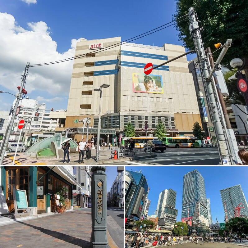 今回ご紹介する物件が位置するのは、「恵比寿」駅(上・徒歩14分)、「広尾」駅(<b>左下・</b>徒歩15分)、「渋谷」駅(<b>右下・</b>徒歩16分)という、魅力的なエリアに囲まれた立地。さらに「表参道」駅も徒歩15分以内と、駅までは少し歩きますが、休日は散歩がてらお出かけできるのはうれしい要素!