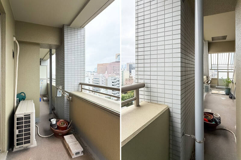 物干し金具付き。和室側は奥行きがやや狭くなった造りです。