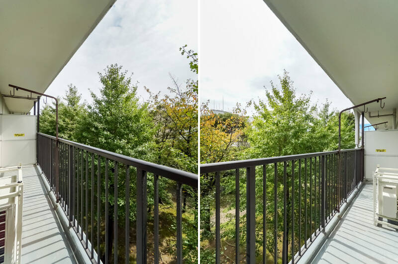 バルコニーは南向きで陽当たり良好です。ここに干される洗濯物は幸せもの、カモ……