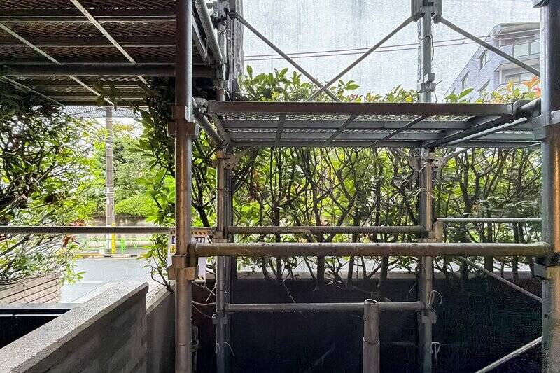 植栽が通りからの視線を遮るクッションになっています。一方、車の往来による音は聞こえてくるので、気になる方は現地で確認しておきましょう。