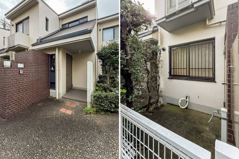 玄関の手前には、コンパクトなフロントヤードが設けられています。家庭菜園やガーデニングをするスペースとして活用できそうです。