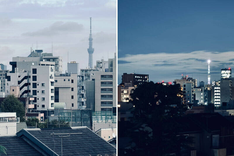 こちらは売主さまが撮影されたお写真。遠くに望むスカイツリーは、夜になるとまた違った美しさに。ふと目に入るとうれしくなりますよね。