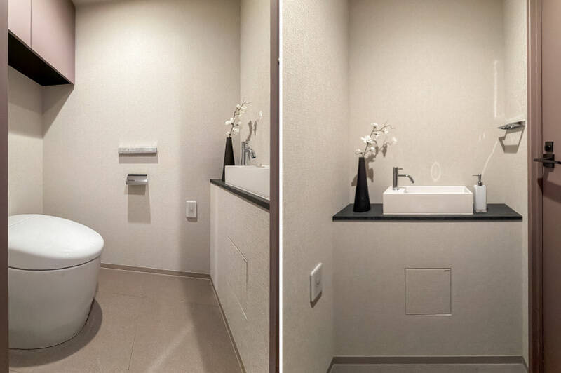 トイレは廊下からアクセス。独立手洗い器を備えています。