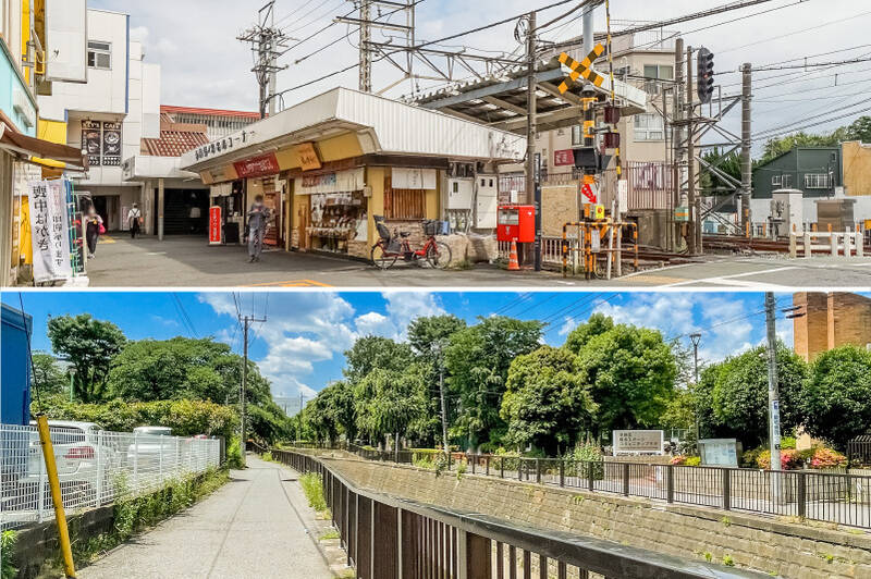 西武新宿線「鷺ノ宮」駅までは徒歩11分。南口を出ると目の前には「妙正寺川」が流れ、のどかな街並みが広がっています。